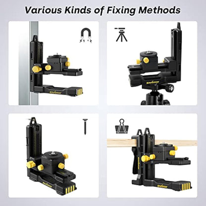 Enventor L-Shape Magnetic Bracket Base for Laser Level, 1/4''-20 Threaded Laser Level Tripod Stand with Adjustable Clamp, 360° Horizaontal Ratation, Left and Right, Front and Rear, Height Fine-Tuning