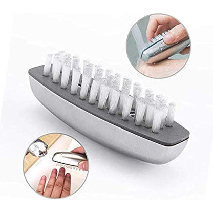kuou Stainless Steel Nail Brush, 2 Pieces Hard Bristle Hand Wash Brushes Nail Clean Brush Handle Nail Finger Tip Scrubbing Brush Nail Brushes for Cleaning Nails and Toes Nails