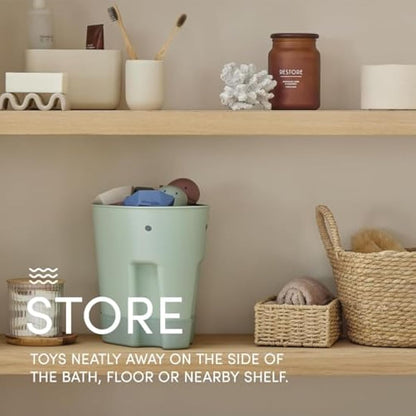 Shnuggle Ellie Bath Toy Storage Scoop | Baby & Toddler Bath Toy Drying Caddy with Drip Tray - Blush