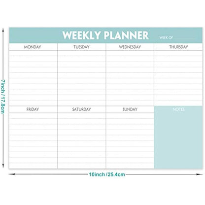 Weekly Planner Pad - Tear Off Planning Pad with Daily Schedule & Calendar, 52 Sheets, 100gsm Paper, Undated Weekly To Do List Notepad, 25.4x17.8cm