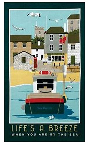 Elgate Life's A Breeze Tea Towel Souvenir Gift Beach Cotton Coastal Scenes Seaside