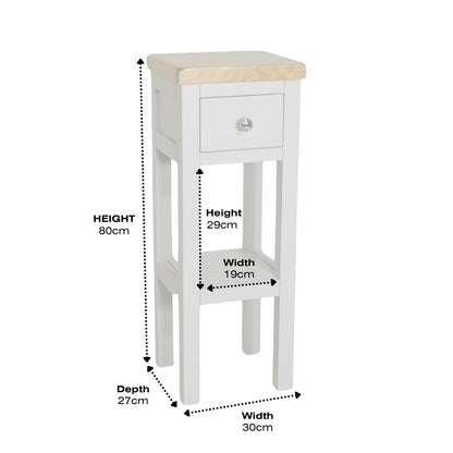 GROF GROFurniture Small Side Table with Drawer Painted White Small Console Table for Living Room or Hallway
