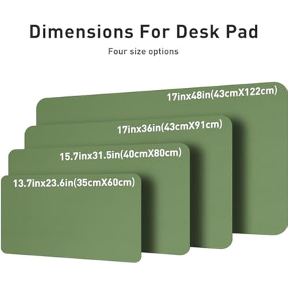 Aothia Leather Desk Mat, Large Mouse Mat, Non-Slip Desk Pad Desk Protector Mat, Waterproof PU Leather Laptop Mat Table Mat Desk Writing Pad for Office and Home(91cmx43cm, Olive Green)