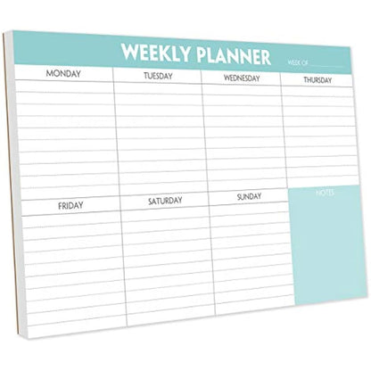 Weekly Planner Pad - Tear Off Planning Pad with Daily Schedule & Calendar, 52 Sheets, 100gsm Paper, Undated Weekly To Do List Notepad, 25.4x17.8cm