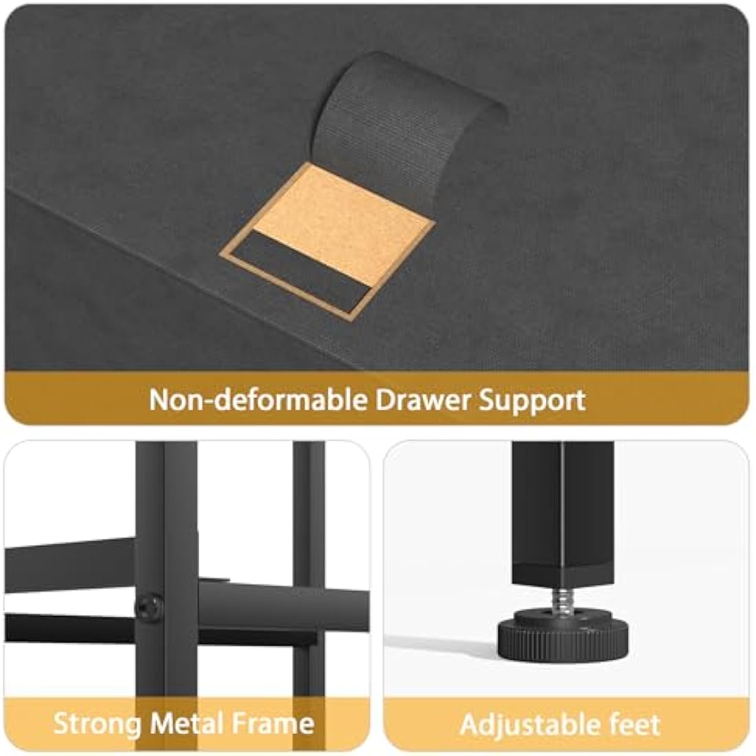 COWISH Tall Dresser with 6 Drawers, Vertical Bedside End Table and Chest of Drawers for Bedroom, Black Furniture with Fabric Drawer Nightstand Organizer Unit in Living Room, Closet, Entryway, Hallyway