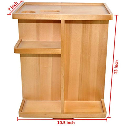 Spiretro Rotating Cosmetic Modular Organizer, Multi-Function Storage, 360 degree Carousel for Makeup, Toiletries, Vanity, Desk, Countertop, Bedroom, Closet, Solid Natural Wood with Acacia Brown