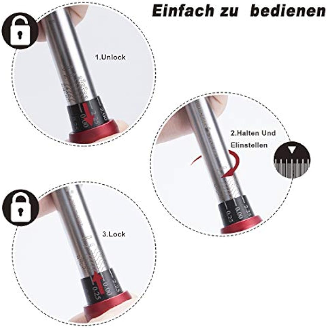 FOURROBBER Torque Wrench 1/4-inch Drive Click Dual-Direction Adjustable 90-Tooth Torque Wrench 5-30Nm,Accuracy ± 3%