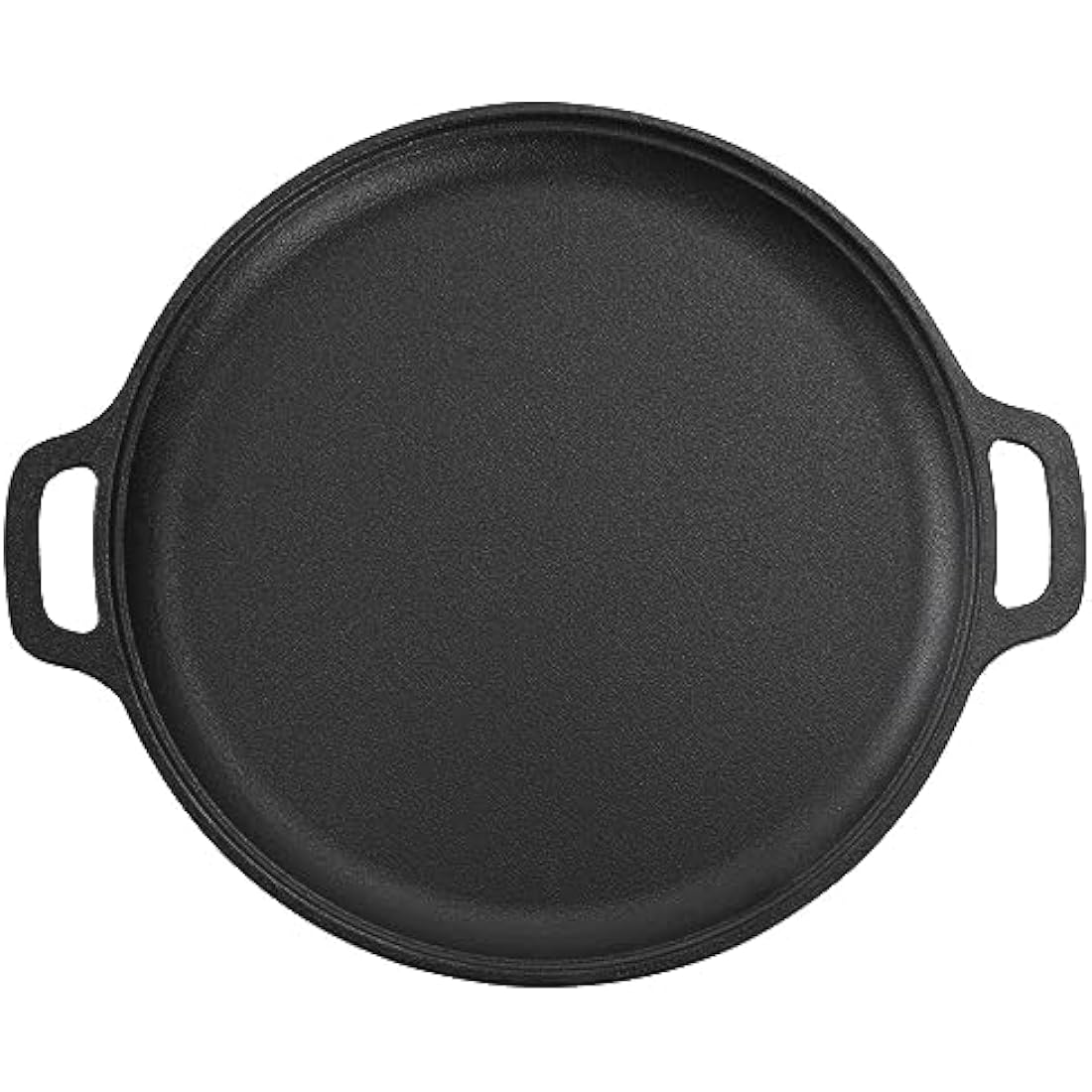 Cast Iron Skillet Pan, Pre-Seasoned Round Griddle Pan for Pancakes, BBQ, Pizza Pan with Handles (31 cm)