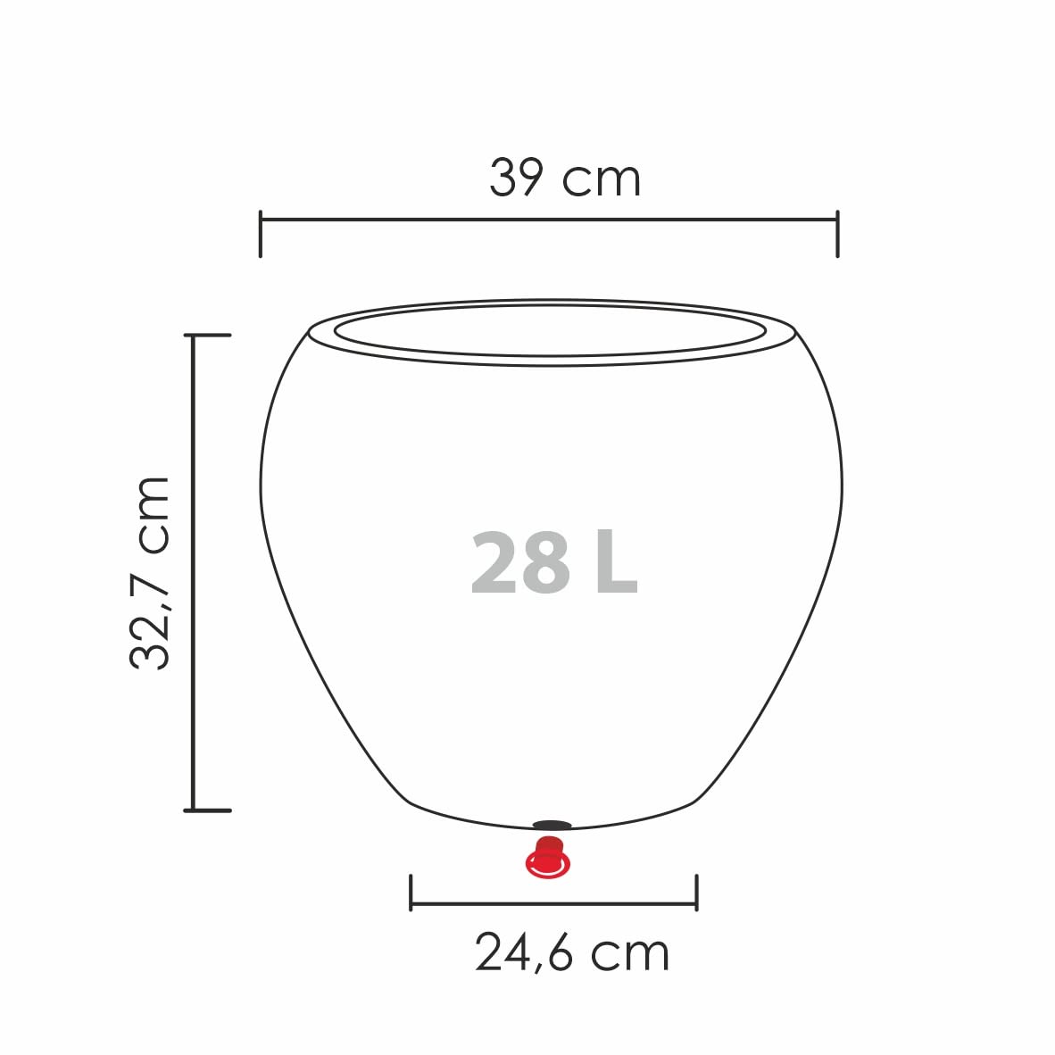 Scheurich Plant Pot, Black Granit, ? 40 cm, H?he 33 cm