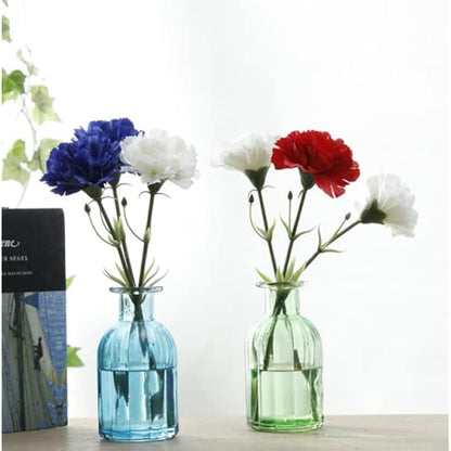 11 Inch Bouquets 10 Stem Carnations,Outdoor UV Resistant No Fade Artificial Flower,Mini Carnation Silk Petals Fake Flowers Forever Plants for Photo Props Home Party and Wedding Decor (Red-10)