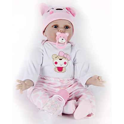 ZIYIUI Reborn Baby Dolls 22 inch 55cm Realistic Soft Vinyl Silicone with Cotton Body Looks Like a Real Newborn Baby Perfect for Cuddling, Playtime, and Giving (Open eyes)