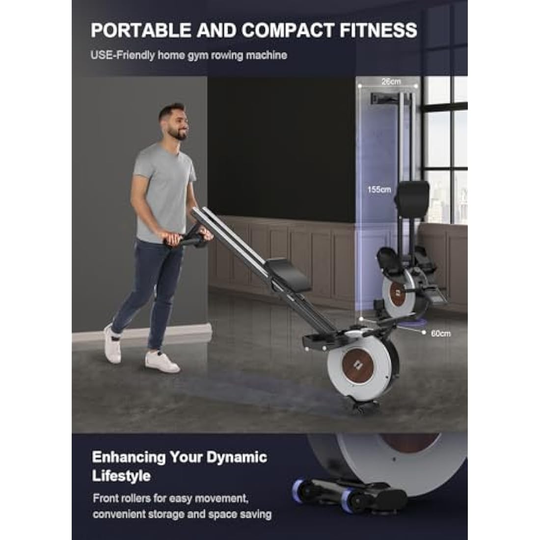 Neezee Rowing Machines, Rower Machines for Home Gym with Aluminum Rail, Water Rowing Machine with Tablet Stand, Water Resistance and LCD Display Rowing Machine