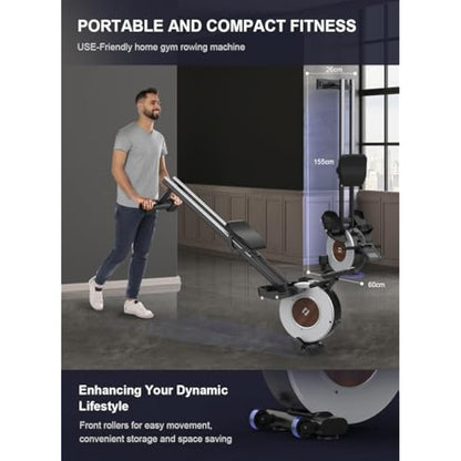 Neezee Rowing Machines, Rower Machines for Home Gym with Aluminum Rail, Water Rowing Machine with Tablet Stand, Water Resistance and LCD Display Rowing Machine