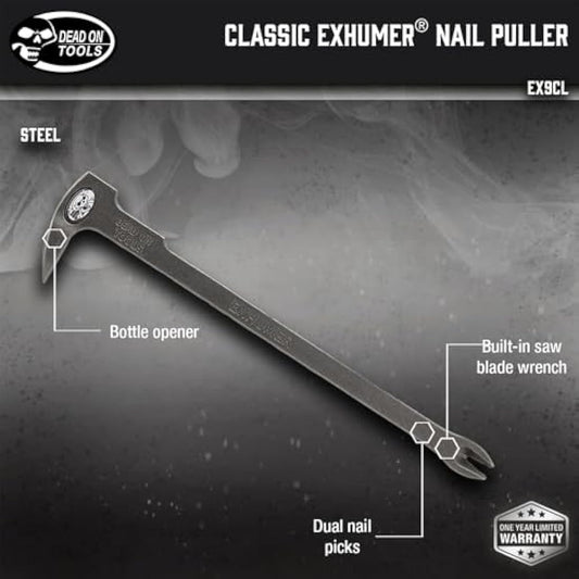 Dead On Tools EX9CL 10-5/8-Inch Exhumer Nail Puller, Silver