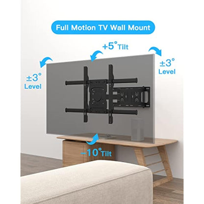 TV Wall Bracket Mount WHYFONE Long Reach TV Wall Bracket with 650mm Smooth Extension, Swivel Tilt Extend Corner TV Wall Mount Bracket for 32-70 Inch Flat & Curved TVs up to 35kg, max. VESA 600x400mm