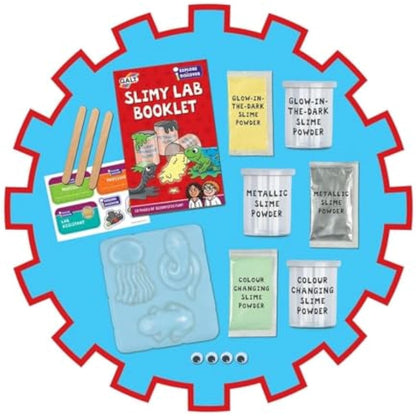 Galt Slimy Lab-Explore and Discover Science Slime Making Kit with 4 Fun Experiments from Glow in the Dark to Slime Creatures-Educational STEM Science Kit,Slime Kit for Boys and Girls Ages 5 Years Plus