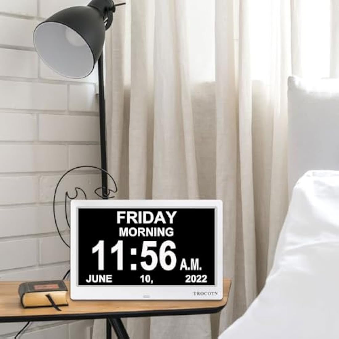 TROCOTN dementia clock, digital clock with date and day for elderly, day date large display calendar (10 Inches White)
