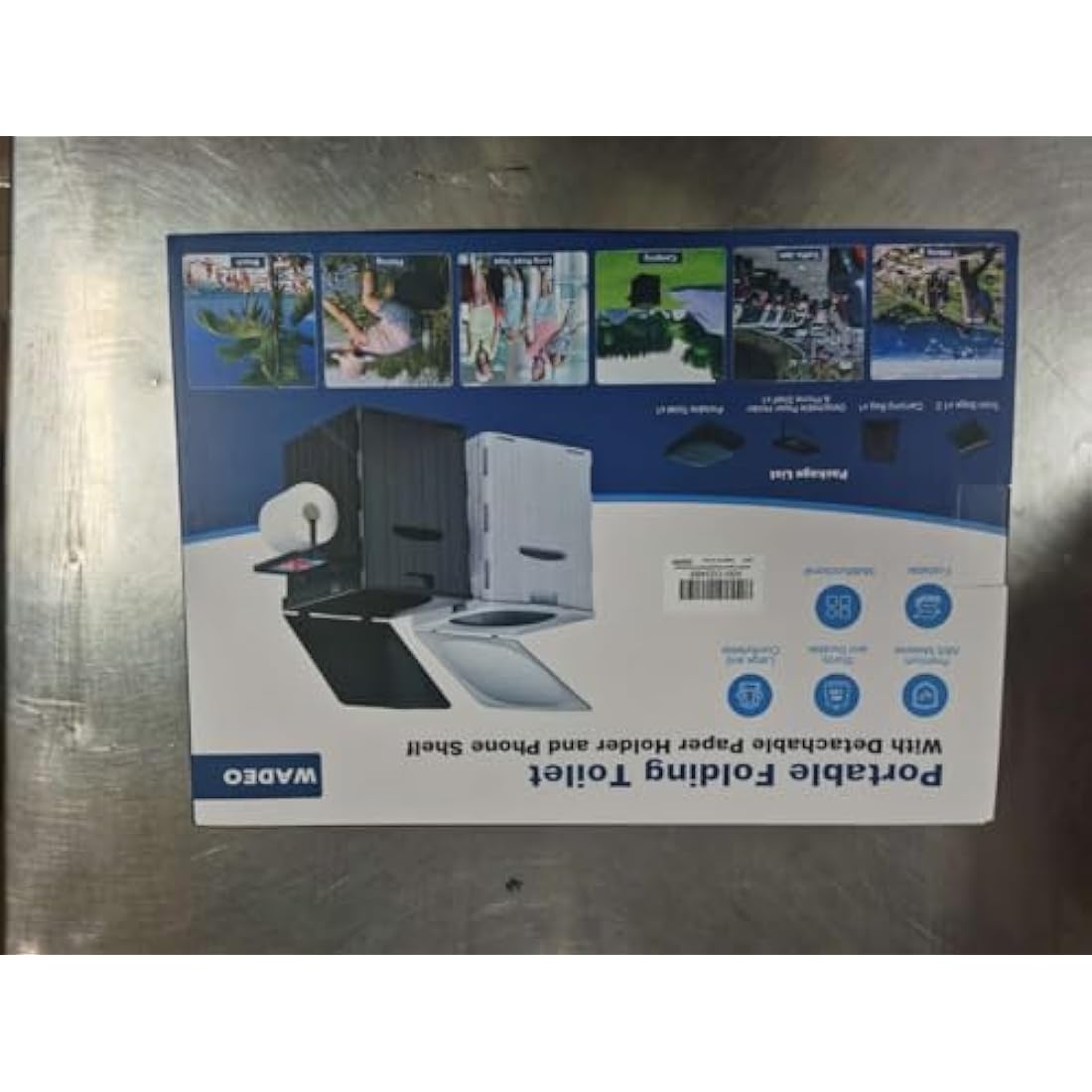 WADEO Extra-Large Camping Foldable Toilet, Heavy-Duty Portable Potty for Adults with Bigger Comfortable Seat & Sturdy Support, Travel WC for Heavy People, Big Guy, Elderly