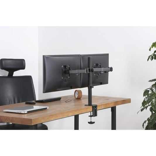 Audizio MAD20 Dual Monitor Desk Mount with Adjustable Steel Arms for 13-32" Screens – Full Motion, Height Adjustable, Tilt, Swivel, 360° Rotation, VESA 75x75 & 100x100, Black