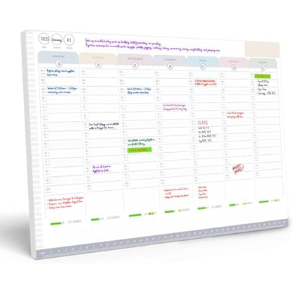 Weekly Planner Pad – To Do List Notepad Organiser – Day Planner with Sticky Notes, Desk Planner for Meal, Menu, Appointments, Schedule, Productivity and Habit Tracker – 40 Thick Sheets, 30x40cm