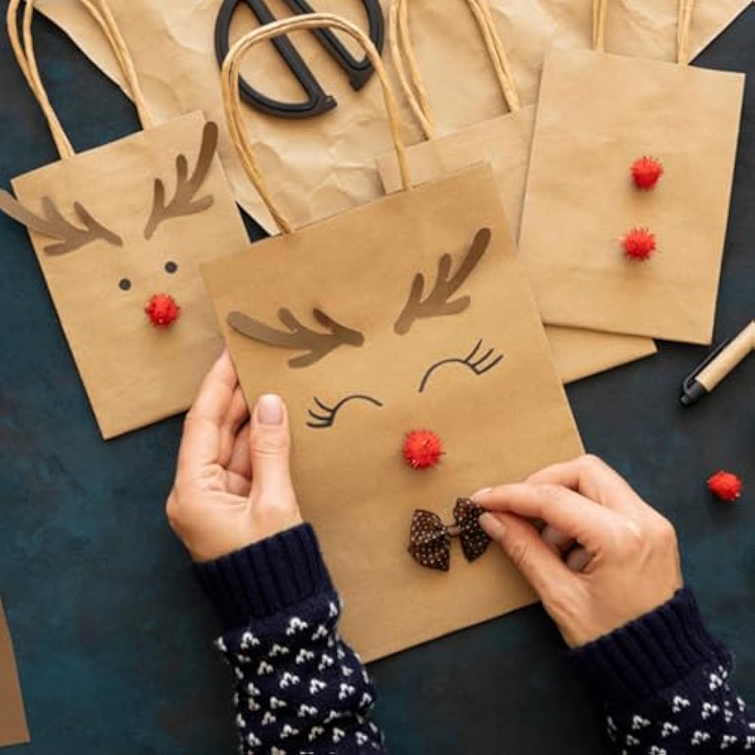 GIFTSAY 50pc Brown Paper Bags with Handles 15X8X21cm Multifunctional Gift Bags for Wedding, Party, Shopping, Retail, Food Service or DIY Crafts