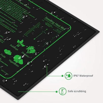 LERWAY Seedling Heating Mat Plant Warming Mat Waterproof Greenhouse Heating Pad 21W for Propagation Germination Tray Hydroponic Terrarium Reptile Amphibian Heat Mat 25.4cm*50.8cm (25.4 * 50.8cm x 2)