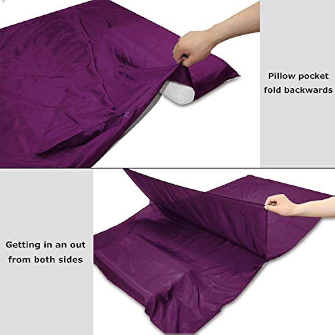 BROWINT Silk Sleeping Bag Liner, Silk Sleep Sack, Extra Wide 220x110cm, Lightweight Travel Sheet for Hotels, Sleeper with Reinforced Gussets