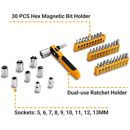 DEKO 100 Piece Home Repair Tool Set,General Household Hand Tool Kit with Plastic Tool Box Storage