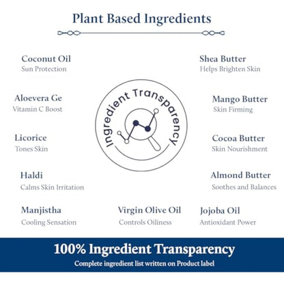 Blue Nectar Cocoa Butter Brightening Body Sunscreen Lotion Cream with SPF 30 PA ++, Nargis - No Parabens, Silicones, Mineral Oil, Color (10 Ayurvedic Herbs, 200 ml)