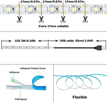 GOMING 5V USB LED Strip Light Red USB Powered 4M (2pcs x 6.6ft) 240LEDs Flexible SMD2835 No-Waterproof IP20 LED Tape Lights