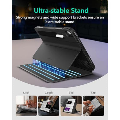 ESR for iPad Air 11 Inch Case (M3, 2025/M2, 2024), iPad Air 6th/5th/4th Generation Case, Removable Magnetic Cover, Adjustable Portrait/Landscape Stand with Raised Screen View, 9 Standing Angles, Black