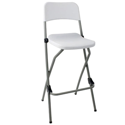 Bolero Folding High Stools Steel Frame Plastic Seat, Pack of 2, White