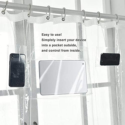 Plutreas Shower Curtain Liner with 9 Pockets, 72in x 72in (Clear)