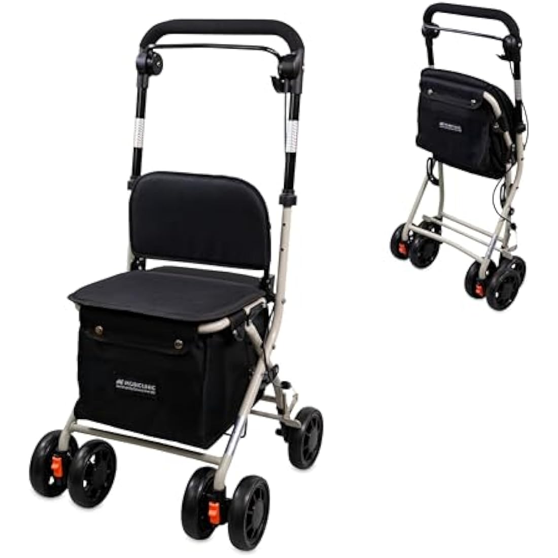 Mobiclinic®, Shopping Trolley with Seat, Mobility Walker, 21L, Coliseo, Walker for Adults, Foldable, Rollator, Trolley with Backrest, Shopping Trolley on Wheels, Bag Removable, Directional Locking