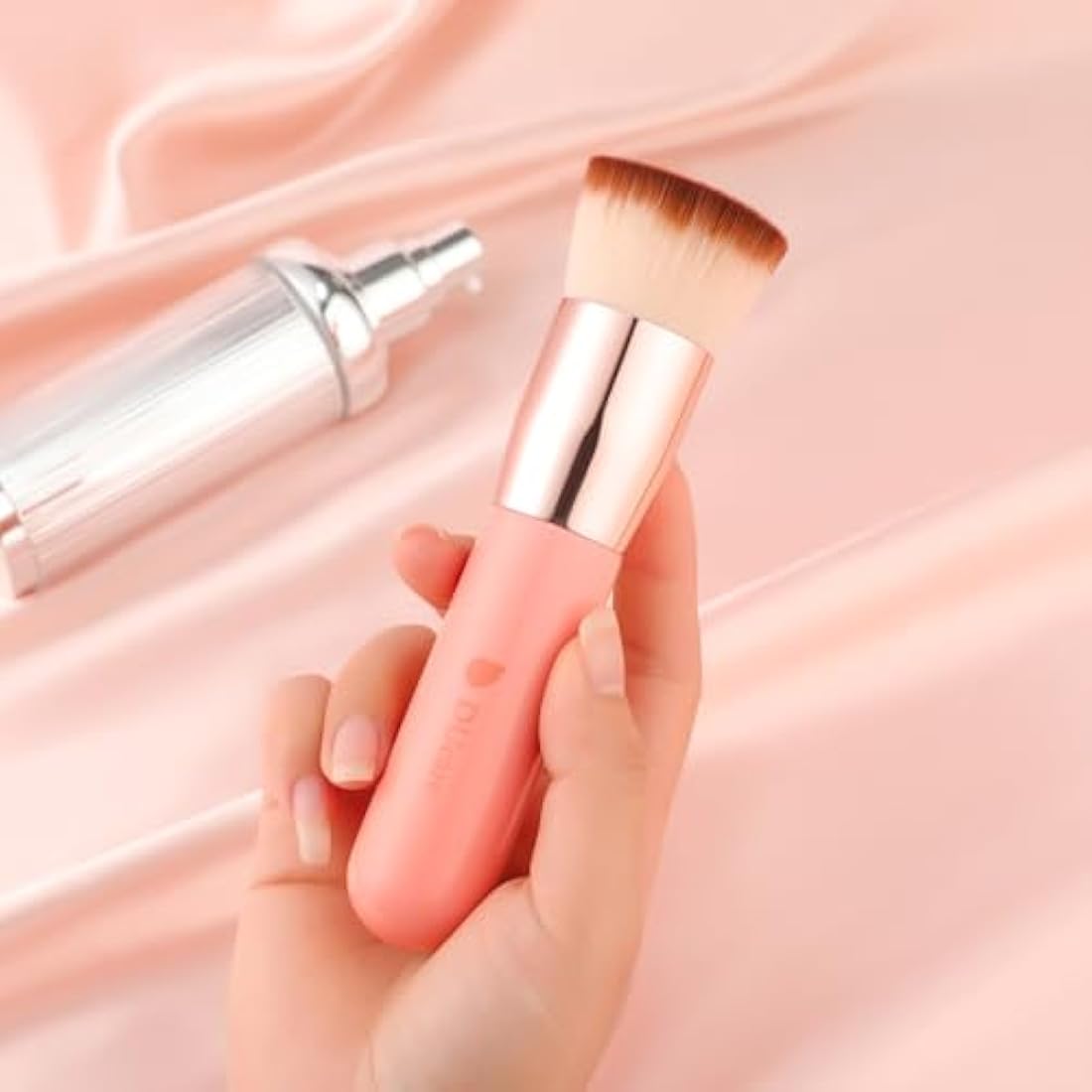 DUcare Make Up Brush Foundation Kabuki Flat Top Makeup Brushes Perfect For Blending Liquid, Cream or Flawless Powder Cosmetics - Buffing, Stippling, Concealer (Rose)