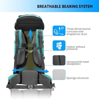 Bseash 80L Waterproof Hiking Camping Backpack with Rain Cover, Large Capacity Outdoor Sport Travel Daypack Rucksack for Climbing Skiing
