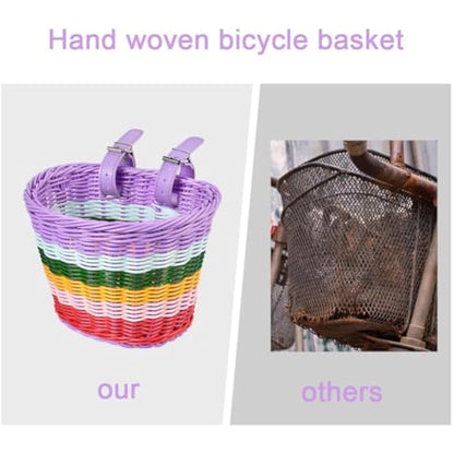 Flintronic Kids Bike Basket Handwoven Cycle Basket for Kids, Bicycle Basket For Girls Boys Childs, with Bike Accessories