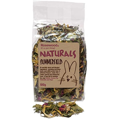Rosewood Naturals Summerfield Salad, Small Animal Treat for Rabbits, Guinea Pigs, Chinchillas, Degus, Hamster and Gerbils, 100g