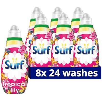 Surf Tropical Lily Concentrated Liquid Laundry Detergent infused with natural essential oils for fresh and clean washing 8x 24 washes (192 washes)