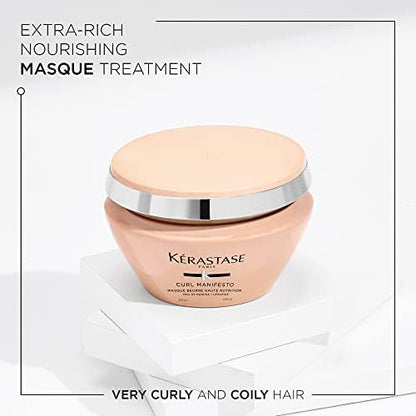 Kérastase Curl Manifesto, Extra-Rich Conditioning and Nourishing Mask, For Curly to Very Curly and Coily Hair, With Manuka Honey and Ceramide, Masque Beurre Haute Nutrition, 200 ml