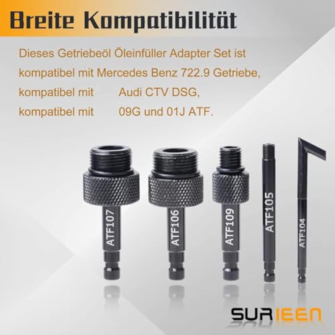 SURIEEN 5Pcs Transmission Service Fluid Oil Filling Filler Adapter ATF Compatible with DSG CVT 09G 01J 722.9 for Audi Benz
