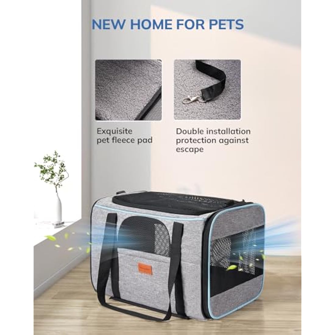 Morpilot Cat Carrier with Wheels Airline Approved, Pet Dog Carrier with Wheels for Small Dogs, Rolling Cat Carrier for Large Cats Puppy Stroller Detachable and Foldable Pet Travel Bag Dark Gray