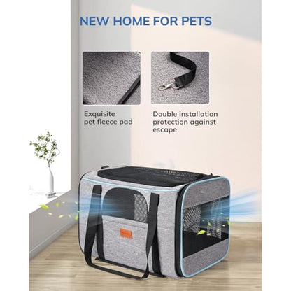Morpilot Cat Carrier with Wheels Airline Approved, Pet Dog Carrier with Wheels for Small Dogs, Rolling Cat Carrier for Large Cats Puppy Stroller Detachable and Foldable Pet Travel Bag Dark Gray
