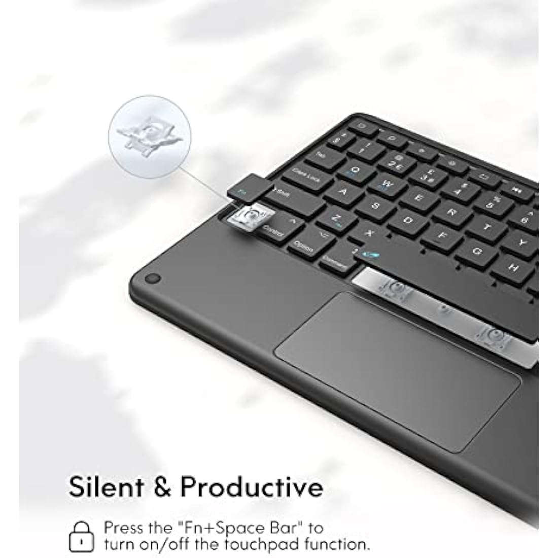 CHESONA iPad 9th Gen Keyboard, Smart Touchpad, 2 Bluetooth Channels, Type C Rechargeable, QWERTY, Black