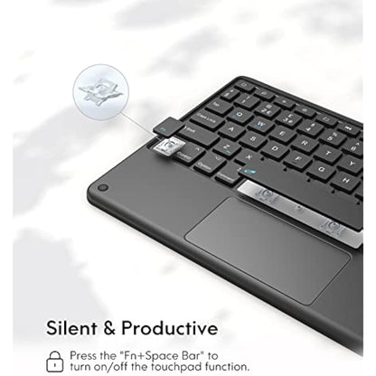 CHESONA iPad 9th Gen Keyboard, Smart Touchpad, 2 Bluetooth Channels, Type C Rechargeable, QWERTY, Black