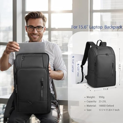HEROIC KNIGHT Travel Laptop Backpack, Water-Resistant 15.6 Inch Business Laptop Rucksack Bag with USB Charging Port, Anti-Theft Carry on Backpack, High-Tech Casual Daypack for Work Office College