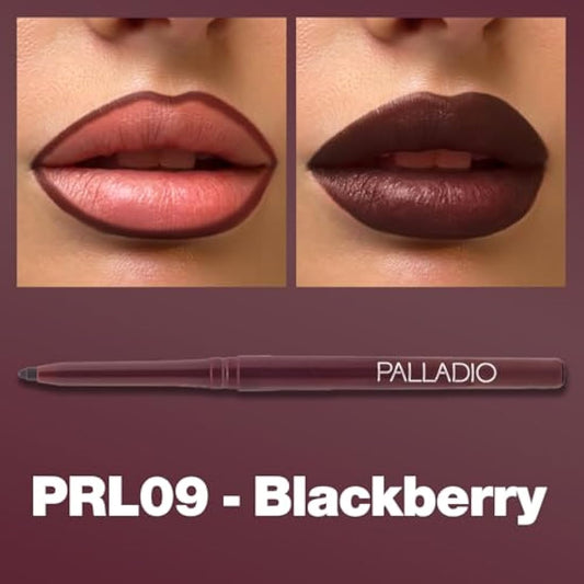 Palladio Water Resistant Twist Out Lip Liner Pencil, Highly Pigmented and Creamy Colour, Slim Twist Design, Smudge Resistant, Long Lasting Formula for All Day Long Lasting Formula, No Sharpener