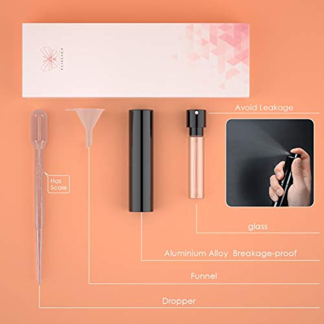 Faireach Perfume Atomiser Refillable 20ML Travel Aftershave Dispenser Spray Bottle Empty Leak Proof