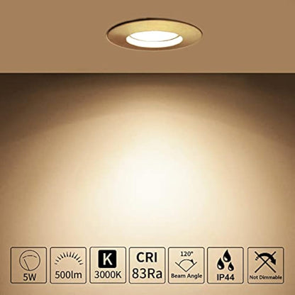 HiBay 10x 5W LED Downlights Recessed Spotlights Ceiling Lights Ultra Thin Downlights Chrome Warm White IP44 Ceiling Spot Light for Bathroom Kitchen, Fits 60-68mm Hole