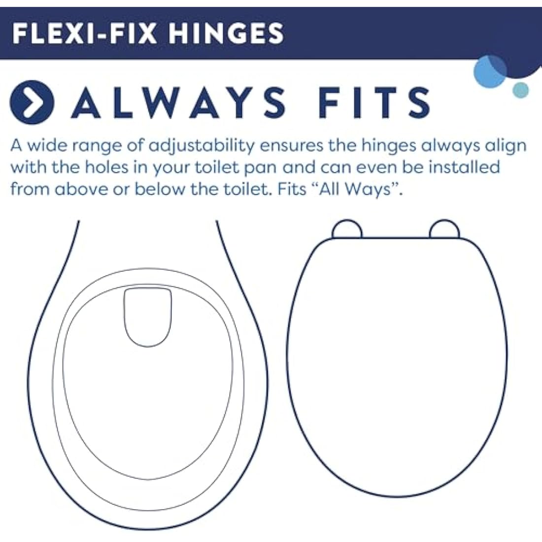 Croydex Eyre Soft Close Toilet Seat D Shape - Quick Release Button for Easy Cleaning and Adjustable Hinges with Top and Bottom Fixings Included, Antibacterial Treated Surface (White D-Shape)